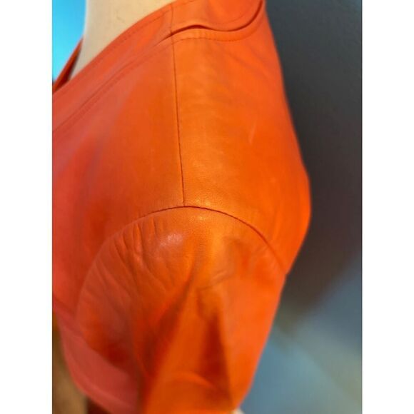 Lafayette 148 Leather Jacket Blazer Coral Fully Lined Butter Soft 2 Petite - Picture 11 of 14